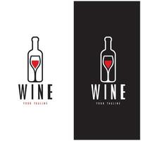 Wine logo with wine glasses and bottles.for night clubs,bars,cafe and wine shops. vector