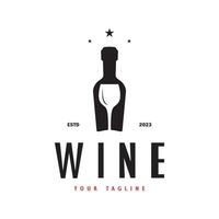 Wine logo with wine glasses and bottles.for night clubs,bars,cafe and wine shops. vector