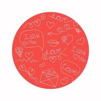 Set of hearts.Valentine's Day, decorative elements, icons and inscriptions. Lettering is manual. Phrase I love you. Vector illustration. Isolated background.