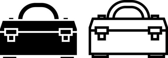 toolbox icon, sign, or symbol in glyph and line style isolated on transparent background. Vector illustration