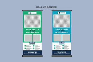 Medical Roll Up Banner Business Template vector