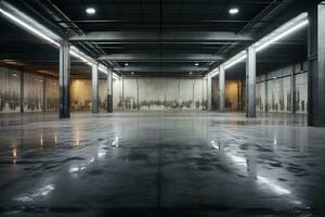 AI generated Concrete Floor Inside Industrial Building. Modern, Minimalist, and Urban. Generative AI photo