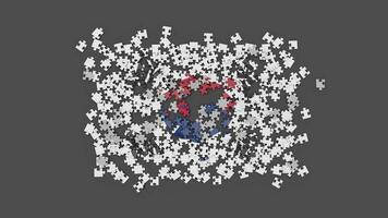 3D South Korea flag assembled from a puzzle video