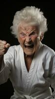 AI generated Old woman dressed in martial arts outfit photo