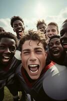 AI generated Male athletes experiencing the joy of winning photo