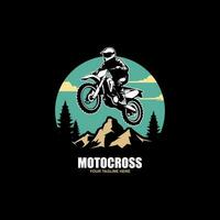 Motocross race, rider on motorbike, isolated vector silhouette