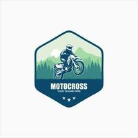 Motocross race, rider on motorbike, isolated vector silhouette