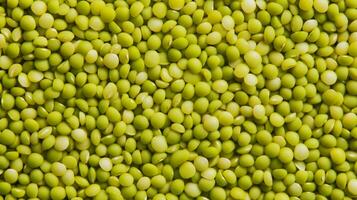 AI generated Top view of mung bean. Background texture of uncooked mung bean. Green Legumes. Superfood. Copy space. Banner photo