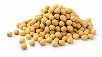AI generated Raw Soybeans in heap, isolated on a white background, ideal for culinary and food concepts. Legumes. Superfood. photo