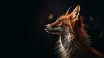 AI generated Close up of cute red fox in gradient dark background photo