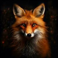 AI generated Close up of cute red fox in gradient dark background photo