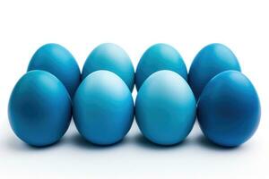 AI generated Blue Easter eggs isolated on white background photo