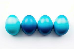 AI generated Blue Easter eggs isolated on white background photo