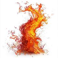 AI generated Bright orange and yellow fire flame, sharply contrasted against white - a symbol of power, heat, and natural energy, ideal for abstract and environmental themes photo