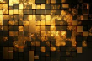 AI generated Gold and black abstract mosaic background photo