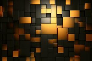 AI generated Gold and black abstract mosaic background photo