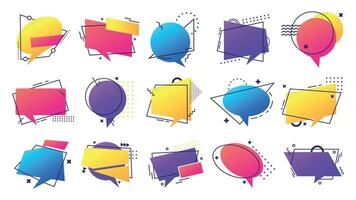 Gradient speech bubble set. Colorful frames with lines and dots for statement and message, quotation, comment vector