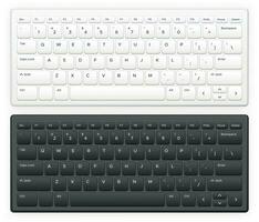 Laptop keyboard. Notebook computer keys with english latin alphabet qwerty buttons keypad Realistic vector isolated template