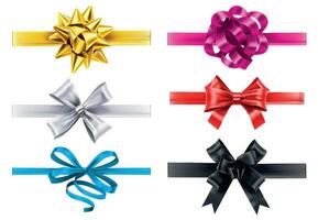 Realistic ribbons with bows. Vector bow decoration