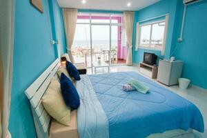 Bed room of colorful interior photo