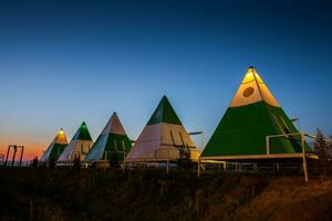 Camping tent view with clear sky photo