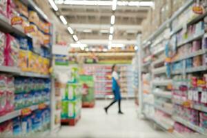 Blur of waking view in department store photo