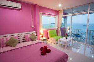 Bed room of colorful interior photo