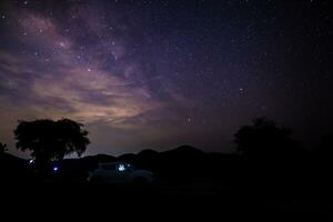 Milky way and star againts sky photo