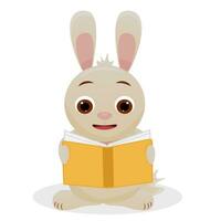 Cute animals reading books. rabbit is reading a book. vector