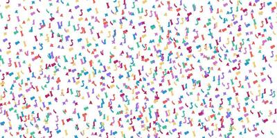 Falling different colored confetti on a white background. Festive background. Vector illustration