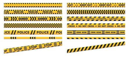 Caution perimeter stripes. Police line for crime scenes or danger. Black and yellow do not cross and keep out vector