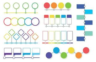 Timeline flowchart. Workflow annual marketing diagrams, project process charts. Schedule graphs, business infographics vector template set.