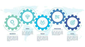 Gears infographics. Cogwheels transmission connecting mechanical, engineering techo progress business presentation start-up vector concept