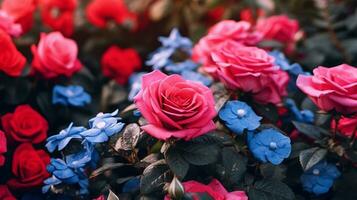 ai generado rosas en el jardín foto