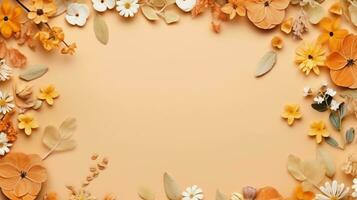 AI generated yellow pink soft color autumn flower blurred background photo