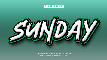 Sunday 3D Editable Font Effect psd