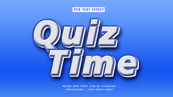 Quiz Time 3D Editable Text Effect psd