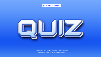 Quiz 3D Editable Text Style Effect psd