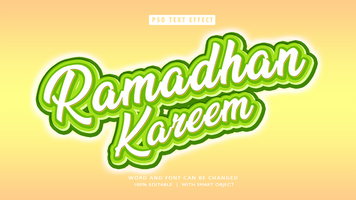 ramadhan kareem editable texto efecto psd