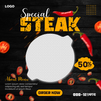 psd steak restaurant menu sociaal media banier sjabloon ontwerp