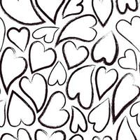 Abstract seamless pattern for Happy Valentines day. Liquid line hearts with grunge textures of black white colors. Trendy design for background, textile, packaging, wrapper, cover. vector