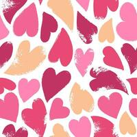 Abstract seamless pattern for Happy Valentines day. Liquid hearts with grunge texture. vector