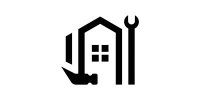 logo design combining the shape of a house with home renovation equipment, icons, vectors, symbols. vector