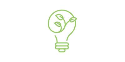 light bulb and plant logo design element created in line and minimalist style vector