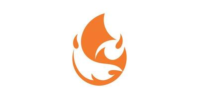 logo design combination of fire shape with fox animal, icon, vector, symbol. vector