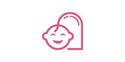 logo design combination of love shape with baby, minimalist line, icon, vector, symbol. vector
