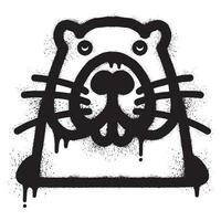 Groundhog graffiti drawn with black spray paint vector