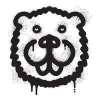 Beaver head graffiti drawn with black spray paint vector