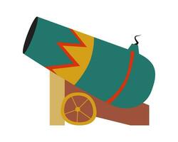 Vintage circus cannon, vector illustration. Simple flat style, isolated on white background. Circus performance element.