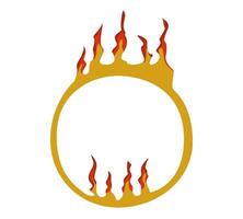 Vintage circus fire ring, vector illustration. Simple flat style, isolated on white background. Circus performance element.